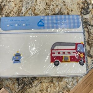 Fire truck twin sheet set three-piece set handcrafted 200 thread count🚒🚒
